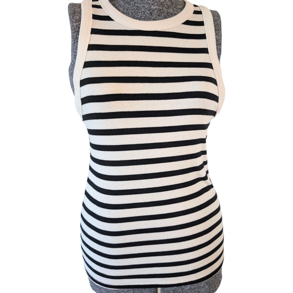 🥖 NWOT Striped Black and White Women's Tank Top A New Day French Size L